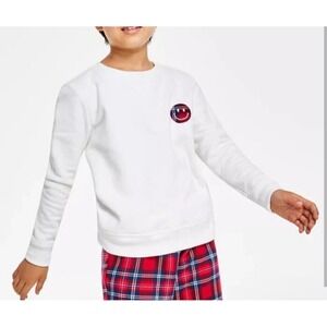 Charter Club Sweatshirt Kids Size 2T-3T‎ White Crewneck Top Smile Face Emblem